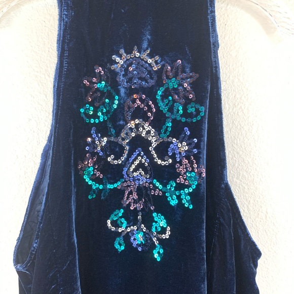 Free People Jills Sequin Swing Mini Blue Combo NWT - Picture 5 of 14